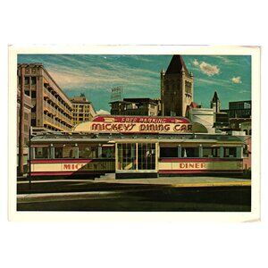 Mickeys Dining Car Postcard John Baeder Artwork 1978 Oil On Canvas OK Harris